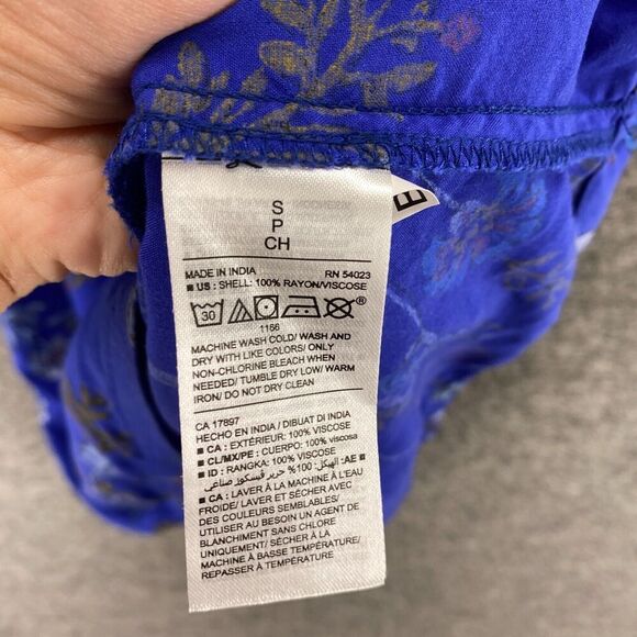 Old Navy Dress Women S Small Blue Floral Shift Short Round Neck Sleeveless Rayon - Picture 6 of 9